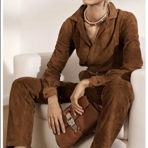 Ralph Lauren Purple Label Brown Wrap Top Brown Suede